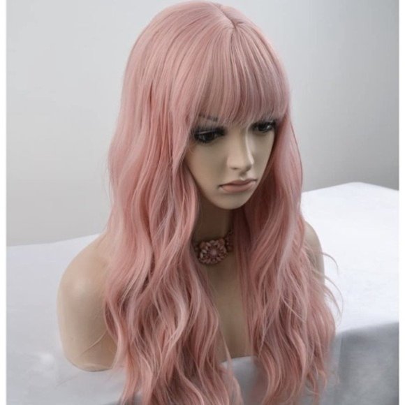 Long Pink  Curly Wigs - Picture 1 of 5